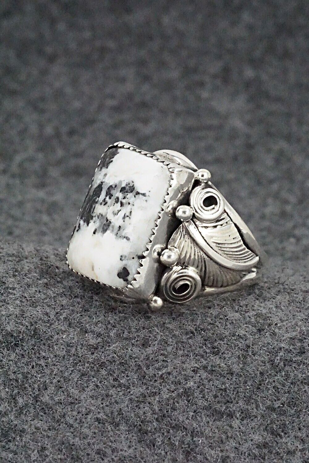 White Buffalo & Sterling Silver Ring - Darrell Morgan - Size 11