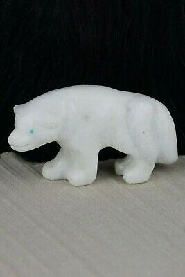 White Wolf Zuni Fetish Carving - Cody Nastacio - High Lonesome Trading