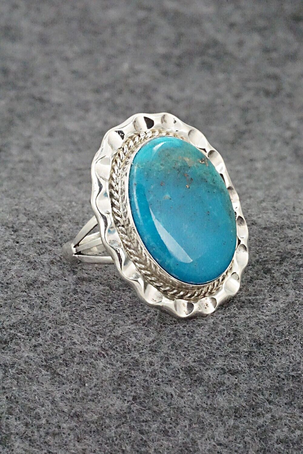 Turquoise & Sterling Silver Ring - Samuel Yellowhair - Size 8.75