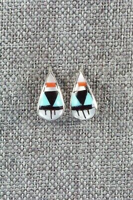 Multi Stone Inlay & Sterling Silver Earrings - Bernadette Boone