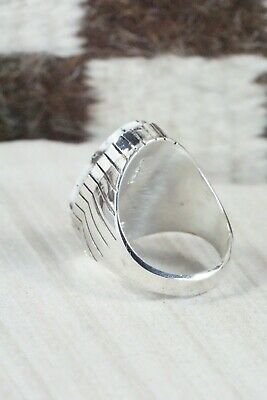 Navajo White Buffalo & Sterling Silver Ring - Ray Jack - Size 12.75