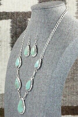 Turquoise & Sterling Silver Necklace and Earrings - Tom Lewis