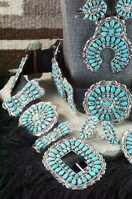 Turquoise & Sterling Silver Squash Blossom Set - Victor Begay