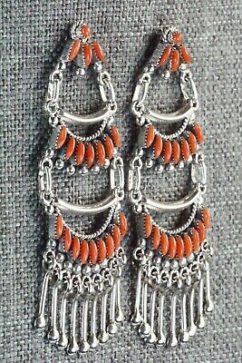 Coral & Sterling Silver Earrings - Stewart Nakatewa
