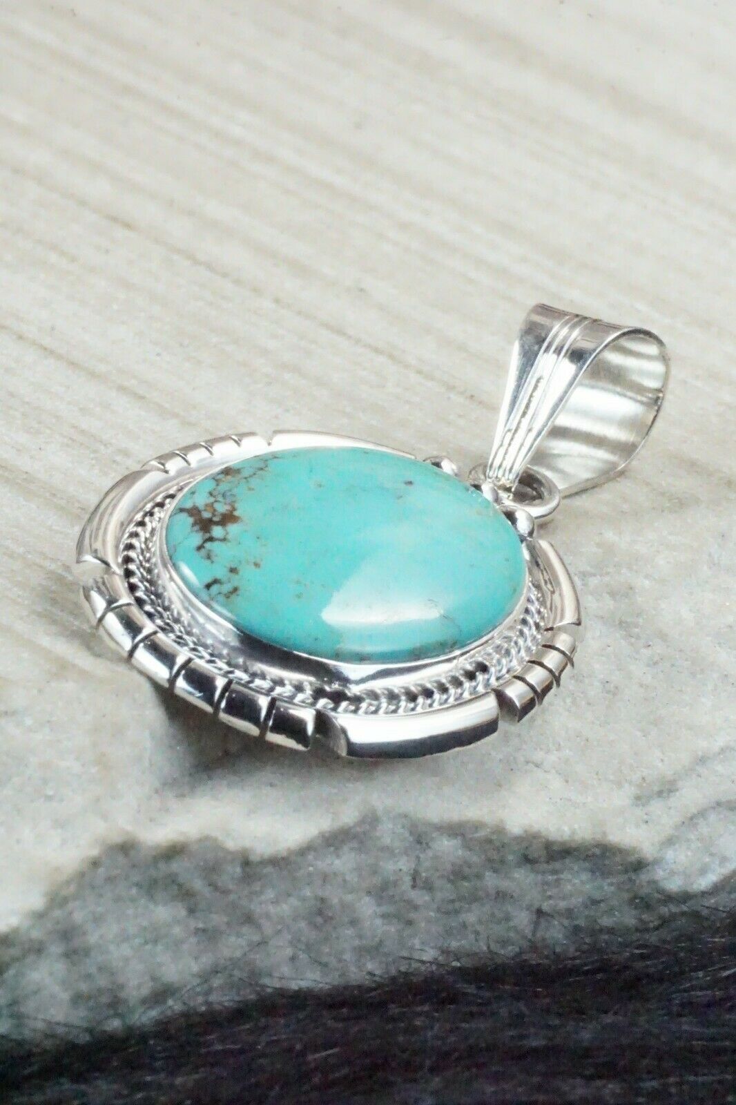 Turquoise & Sterling Silver Pendant - Samuel Yellowhair