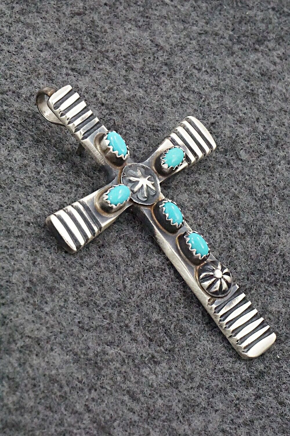 Turquoise and Sterling Silver Pendant - Martha Cayatineto