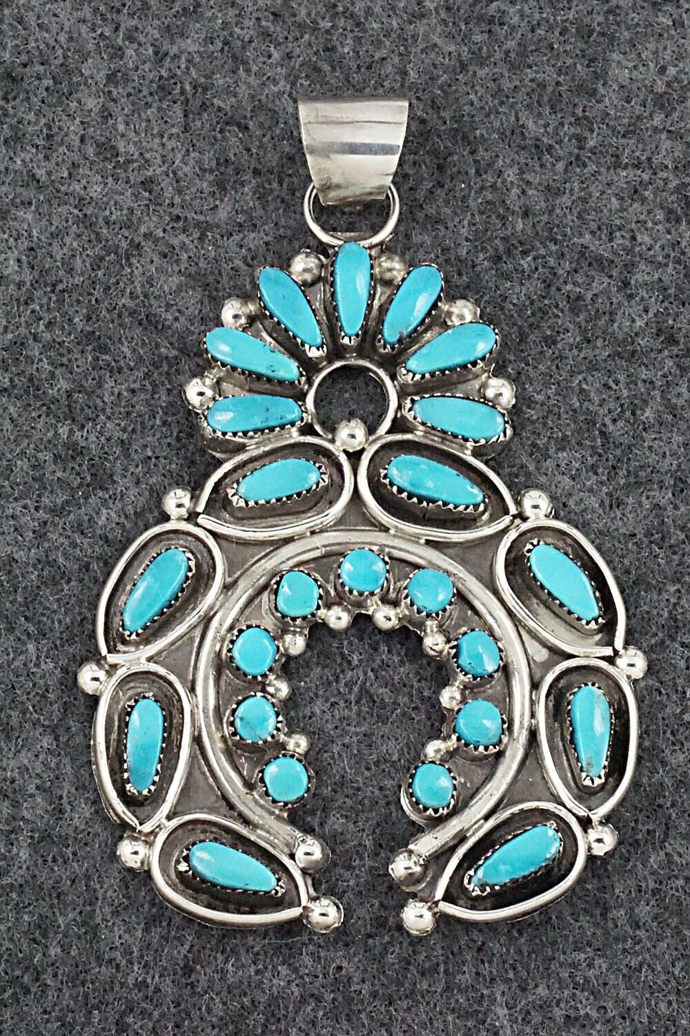 Turquoise and Sterling Silver Naja Pendant - Vie Bobelu