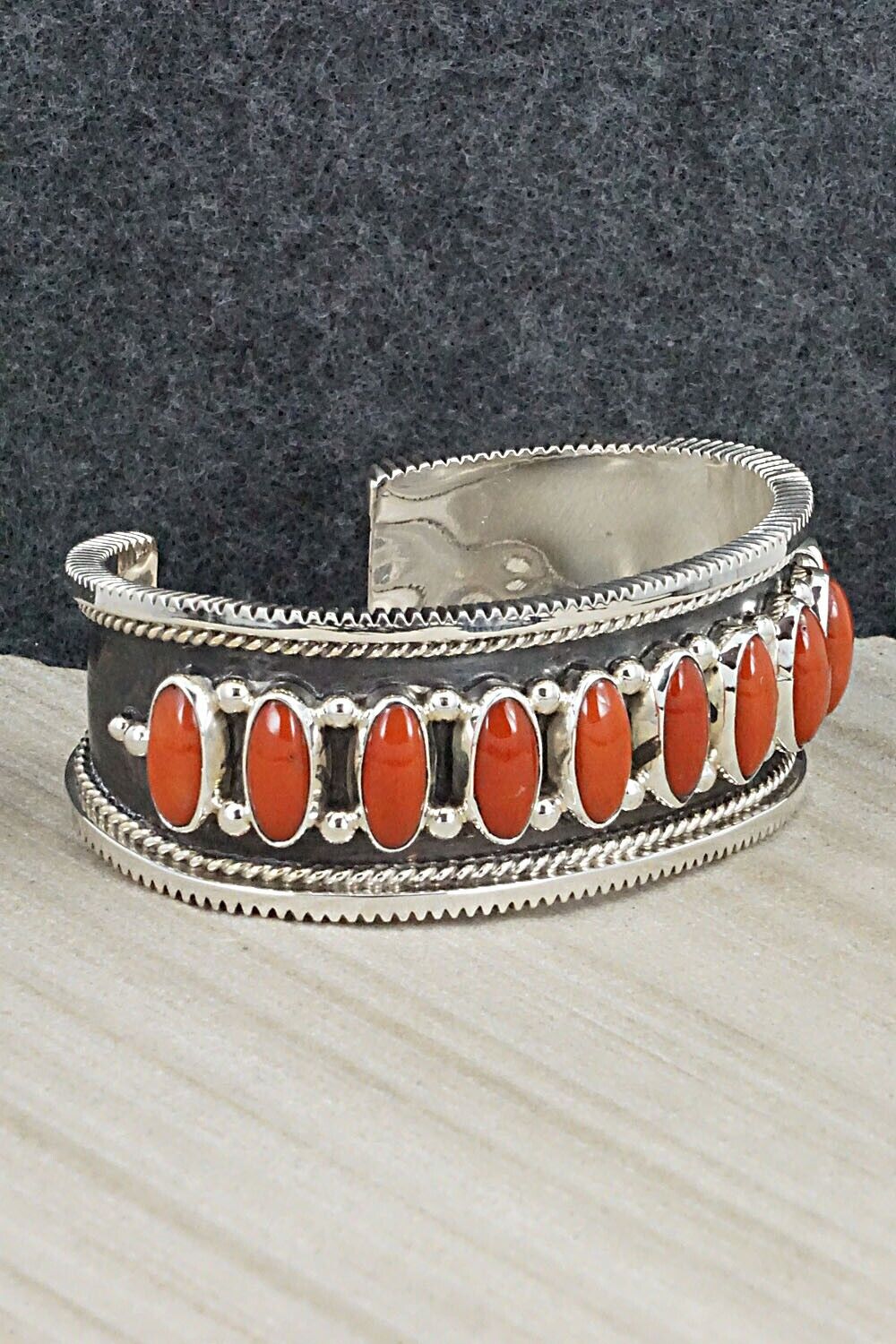 Coral & Sterling Silver Bracelet - Tom Lewis