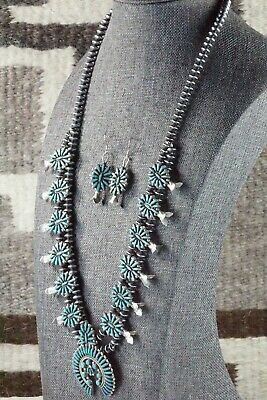 Zuni Turquoise & Sterling Silver Squash Blossom Set - Lorena Peina