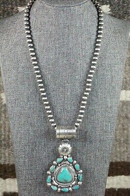 Turquoise Pendant & Sterling Silver Necklace - Tom Lewis