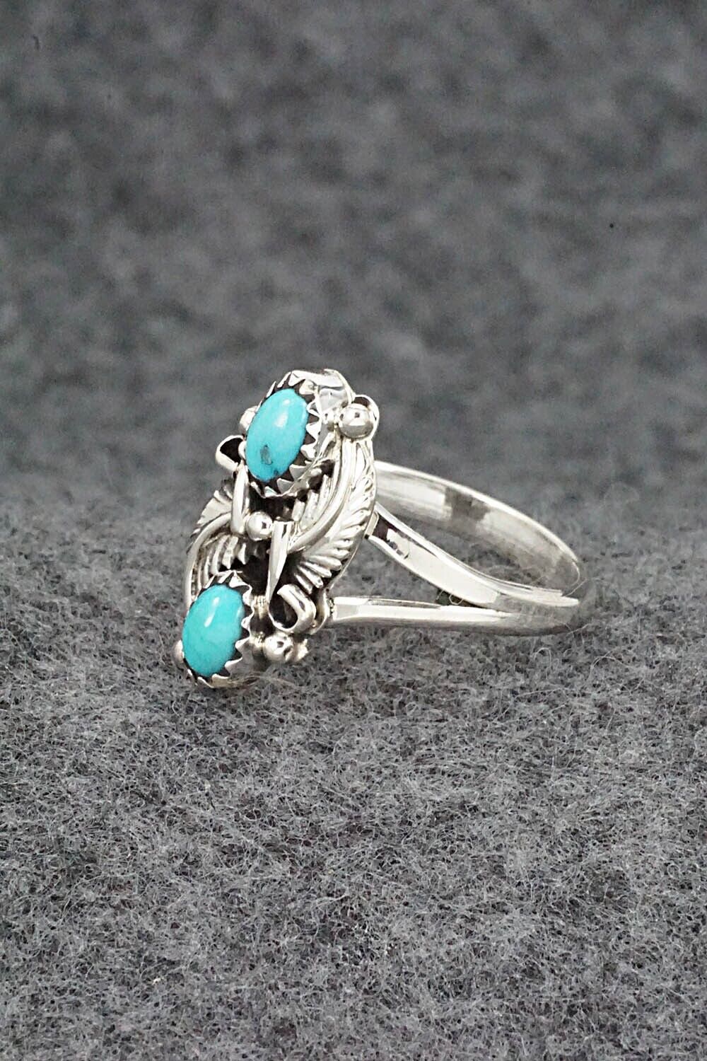 Turquoise & Sterling Silver Ring - William Begay - Size 7.75
