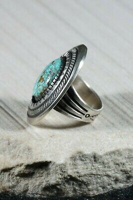 Navajo Turquoise and Sterling Silver Ring - Calvin Martinez - Size 8 - High Lonesome Trading