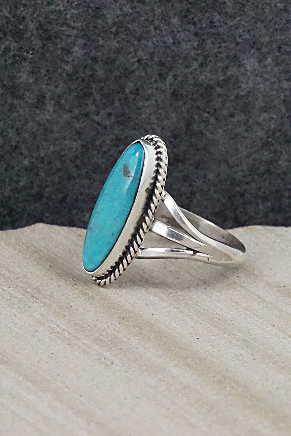 Turquoise & Sterling Silver Ring - Mark Barney - Size 8