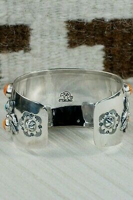 Navajo Sterling Silver & Spiny Oyster and Turquoise Bracelet - Raymond Delgarito