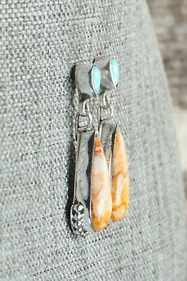 Spiny Oyster, Turquoise & Sterling Silver Earrings - Verley Betone