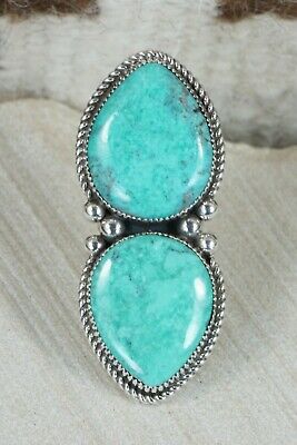 Navajo Turquoise and Sterling Silver Ring - Alvin Joe - Size 6.75