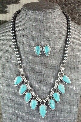 Turquoise & Sterling Silver Necklace and Earrings - Bobby Platero