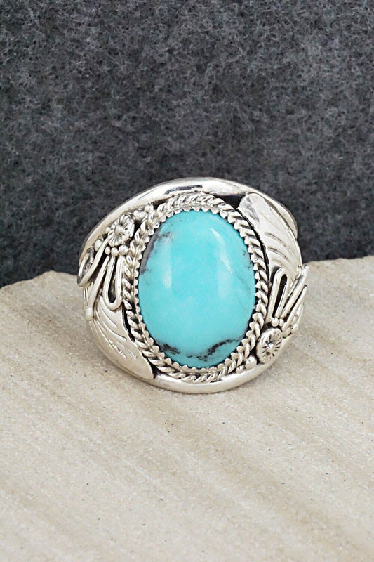 Turquoise & Sterling Silver Ring - Leonard Spencer - Size 12.5
