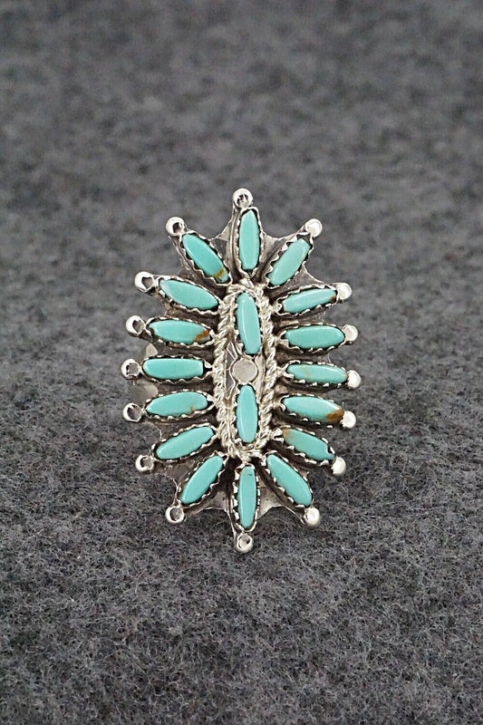 Turquoise & Sterling Silver Ring - Nathaniel Nez - Size 7