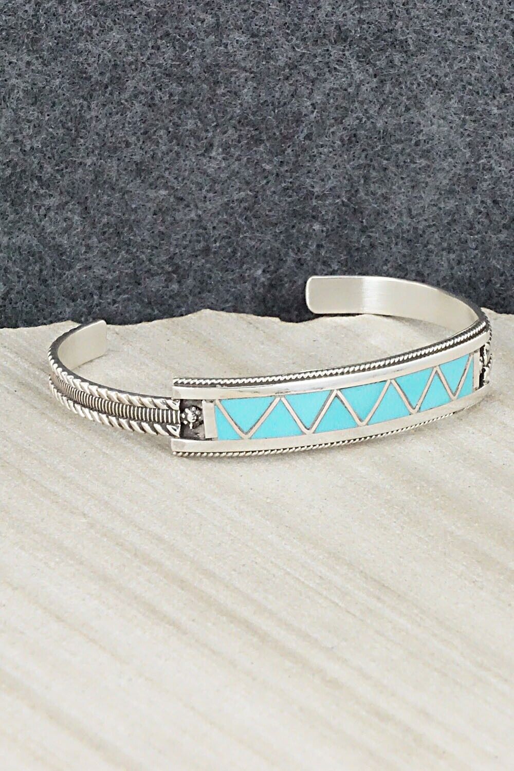 Turquoise & Sterling Silver Inlay Bracelet - Claudine Haloo