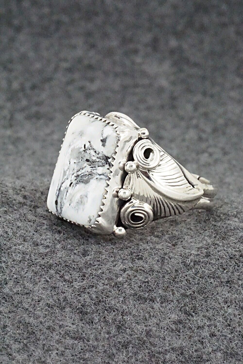 White Buffalo & Sterling Silver Ring - Darrell Morgan - Size 13
