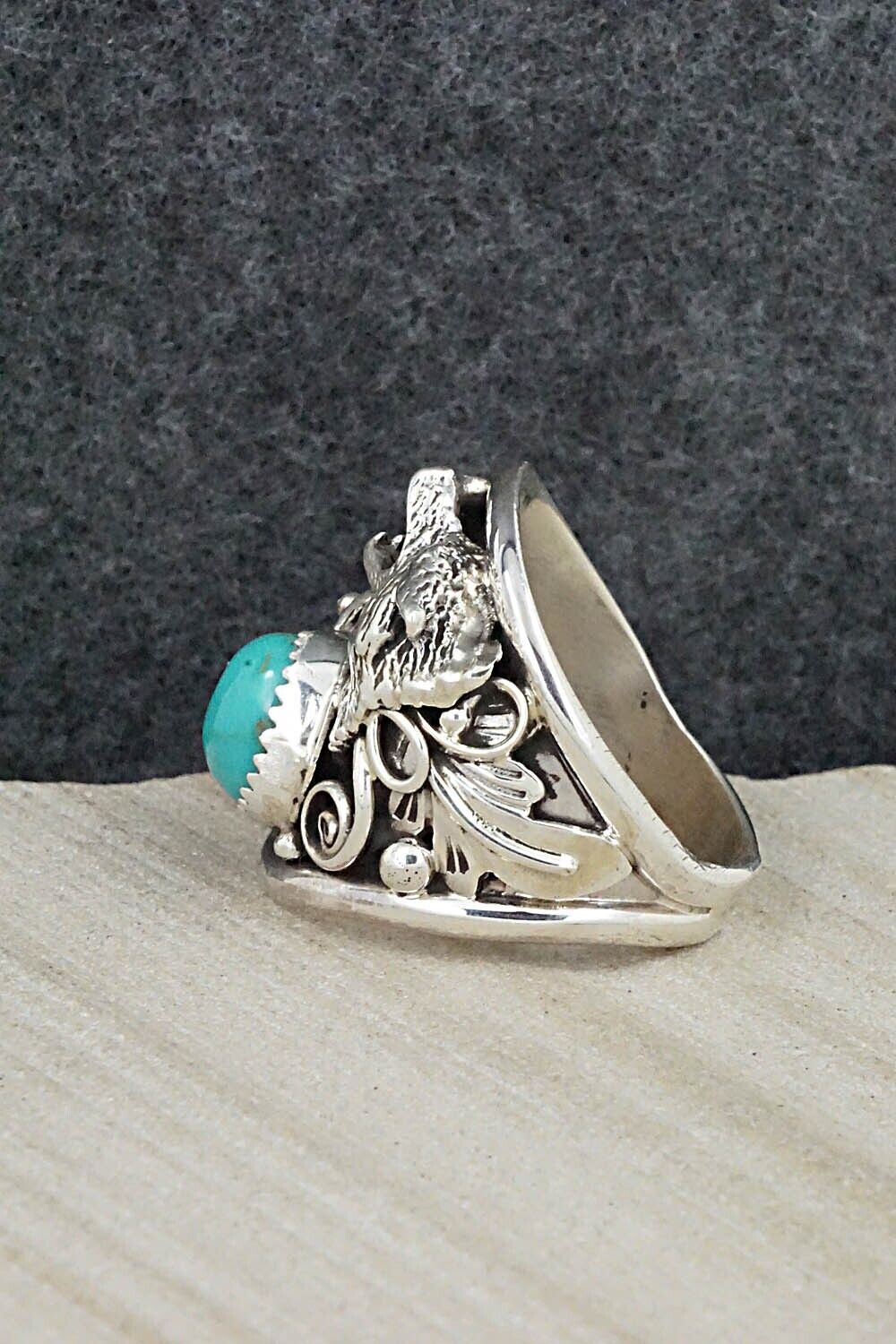 Turquoise & Sterling Silver Ring - Jeannette Saunders - Size 10.5