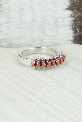 Coral & Sterling Silver Ring - Irma Unkestine - Size 7.25