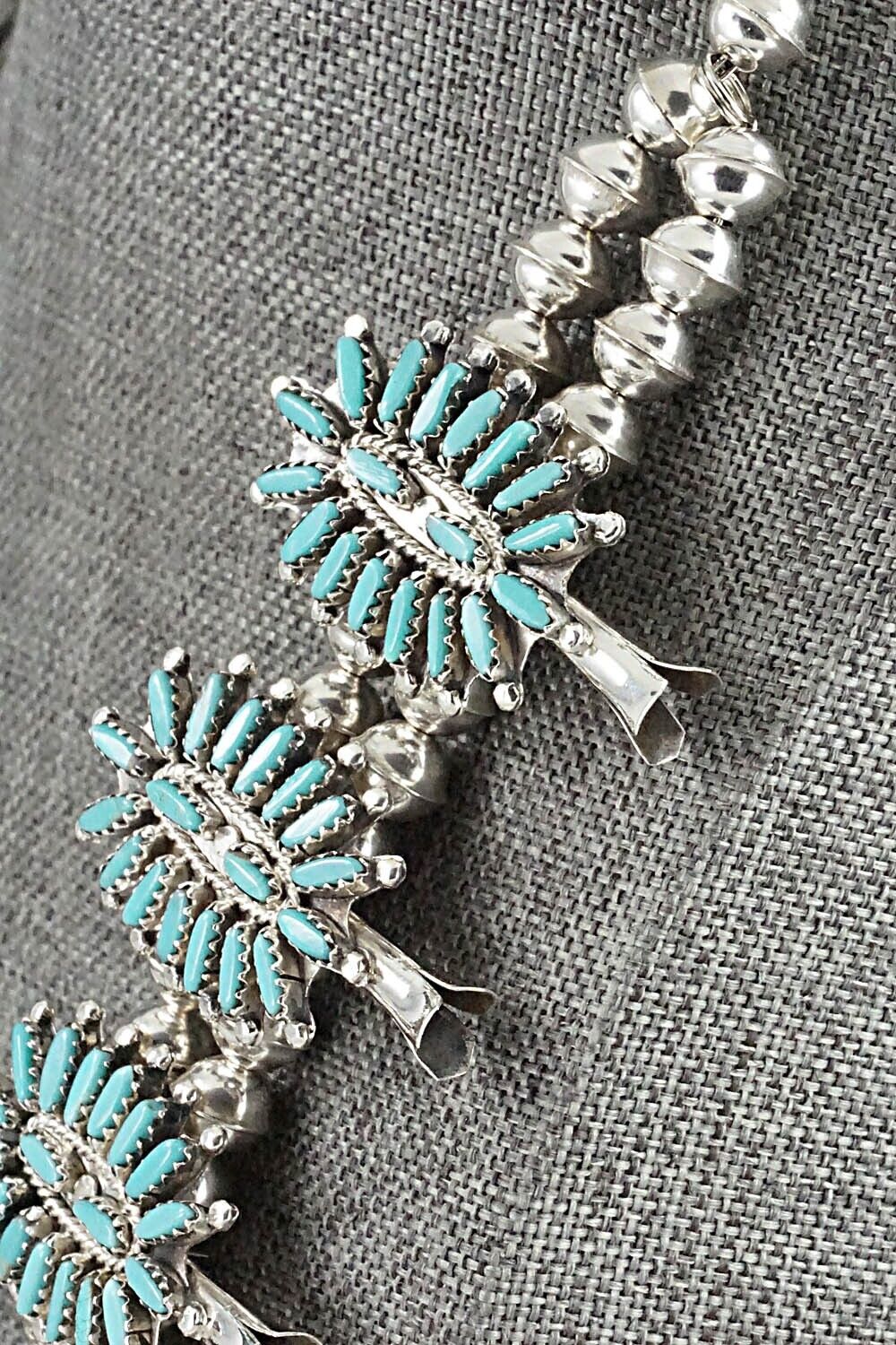 Turquoise & Sterling Silver Squash Blossom Set - Nathaniel Nez