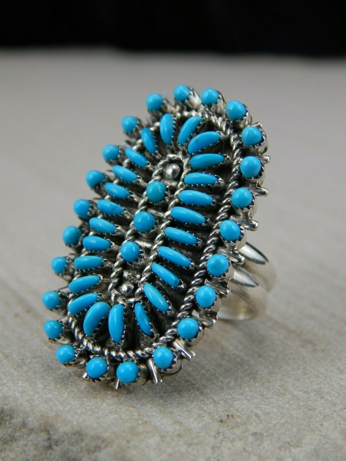Zuni Turquoise & Sterling Silver Ring - Connie Wyaco - Size 6.5 - High Lonesome Trading