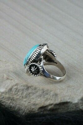 Navajo Turquoise and Sterling Silver Ring - Roberta Begay - Size 8.25 - High Lonesome Trading