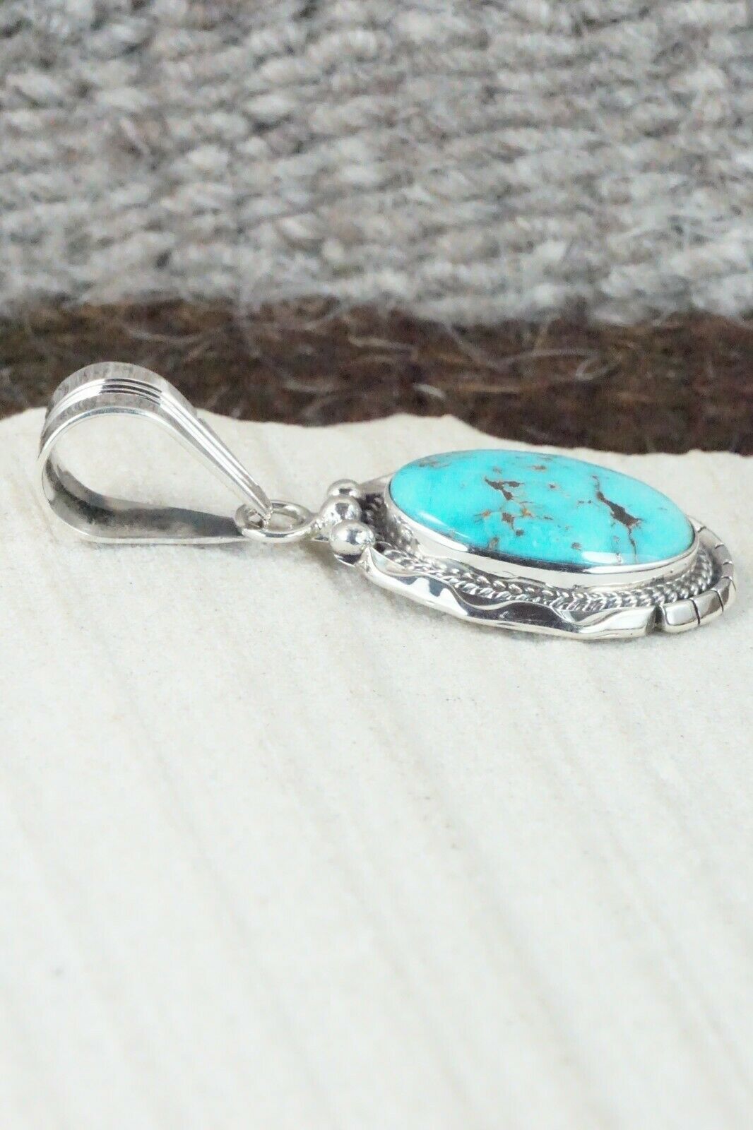 Turquoise & Sterling Silver Pendant - Samuel Yellowhair