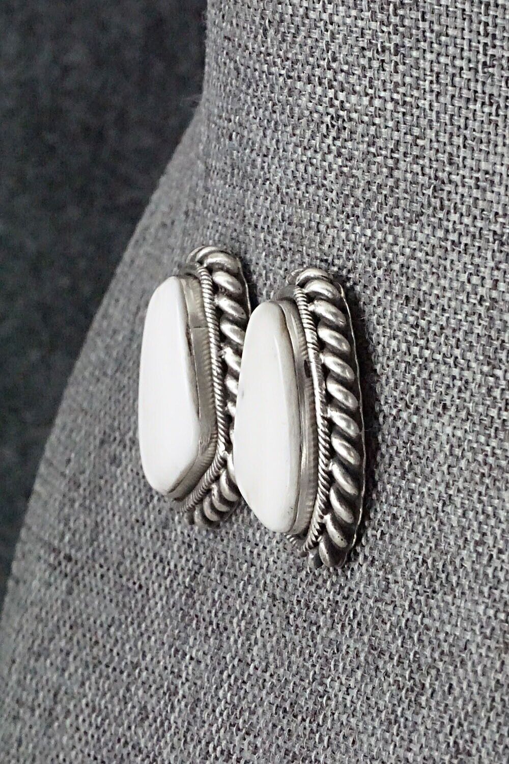 White Buffalo & Sterling Silver Earrings - Sharon McCarthy