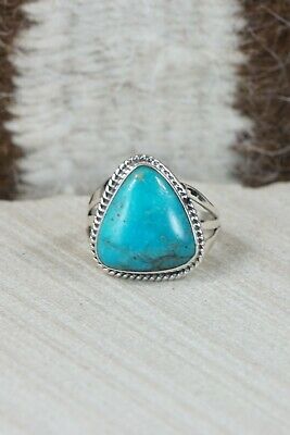 Navajo Turquoise & Sterling Silver Ring - Grace Kenneth - Size 8.5