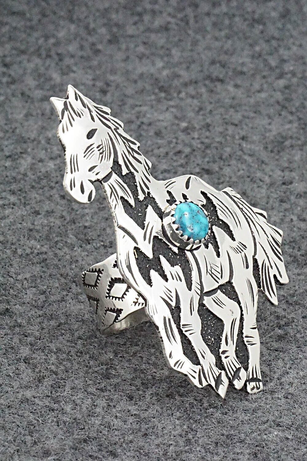 Turquoise & Sterling Silver Ring - Richard Singer - Size 8 (Adj.)