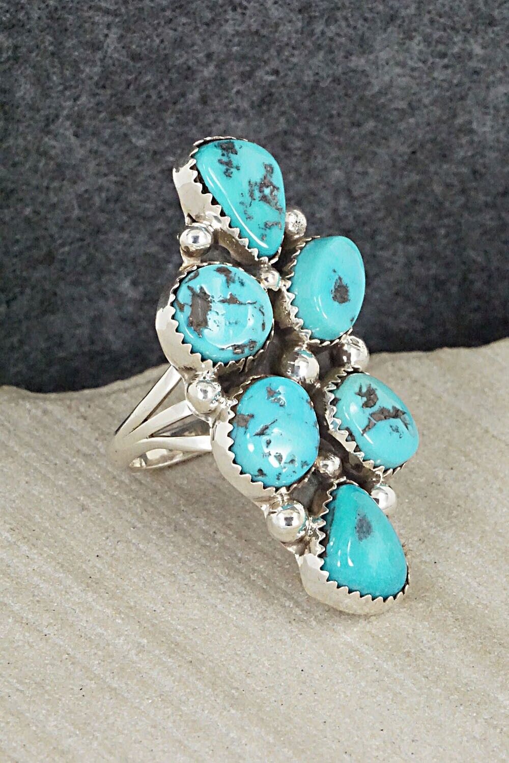 Turquoise Sterling Silver Ring - Roberta Begay - Size 8.5