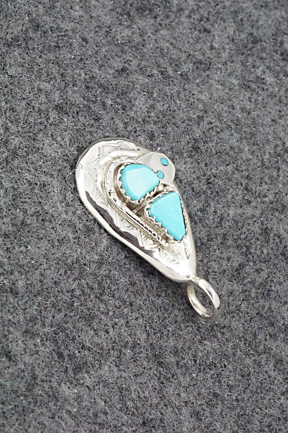 Turquoise and Sterling Silver Pendant - Joy Calavaza