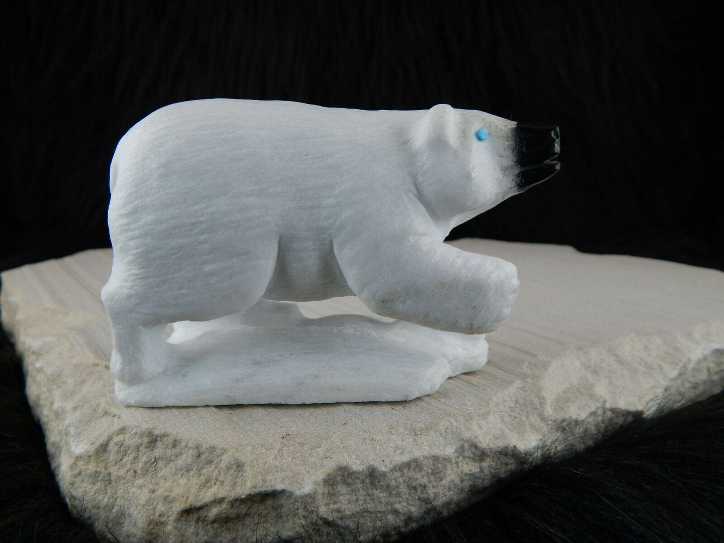 Polar Bear Zuni Fetish Carving - Derrick Kaamasee - High Lonesome Trading