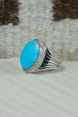 Navajo Turquoise and Sterling Silver Ring - Bobby Platero - 9.5