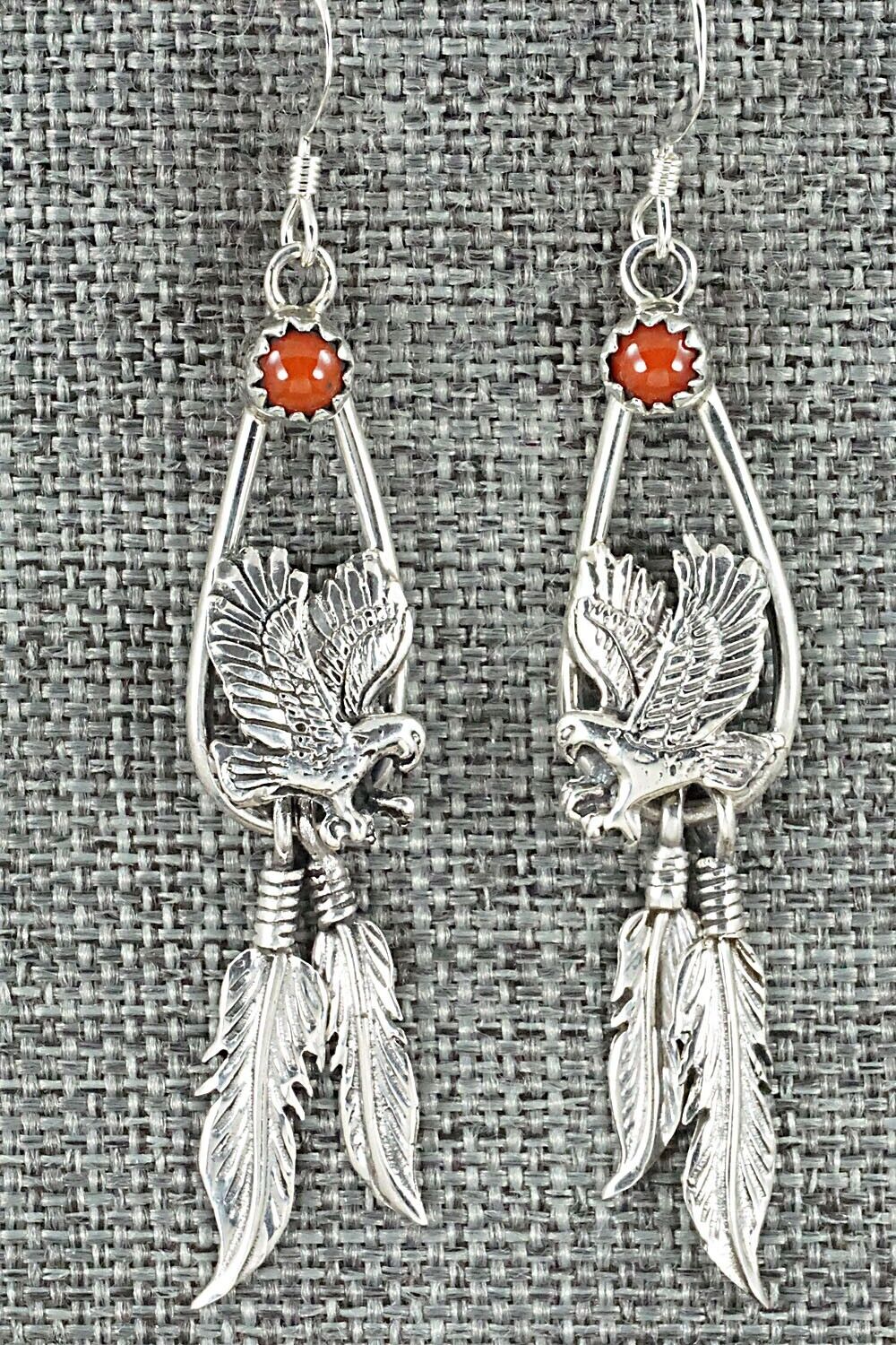 Coral & Sterling Silver Earrings - Elaine Shirley