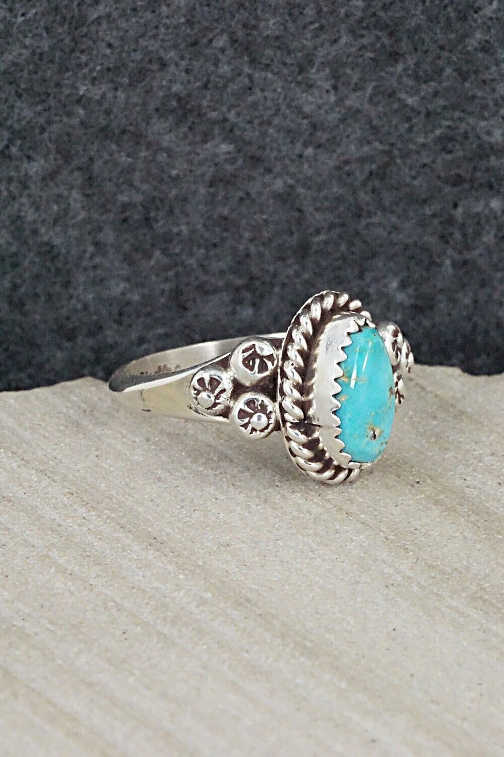 Turquoise & Sterling Silver Ring - Freda Martinez - Size 9.5
