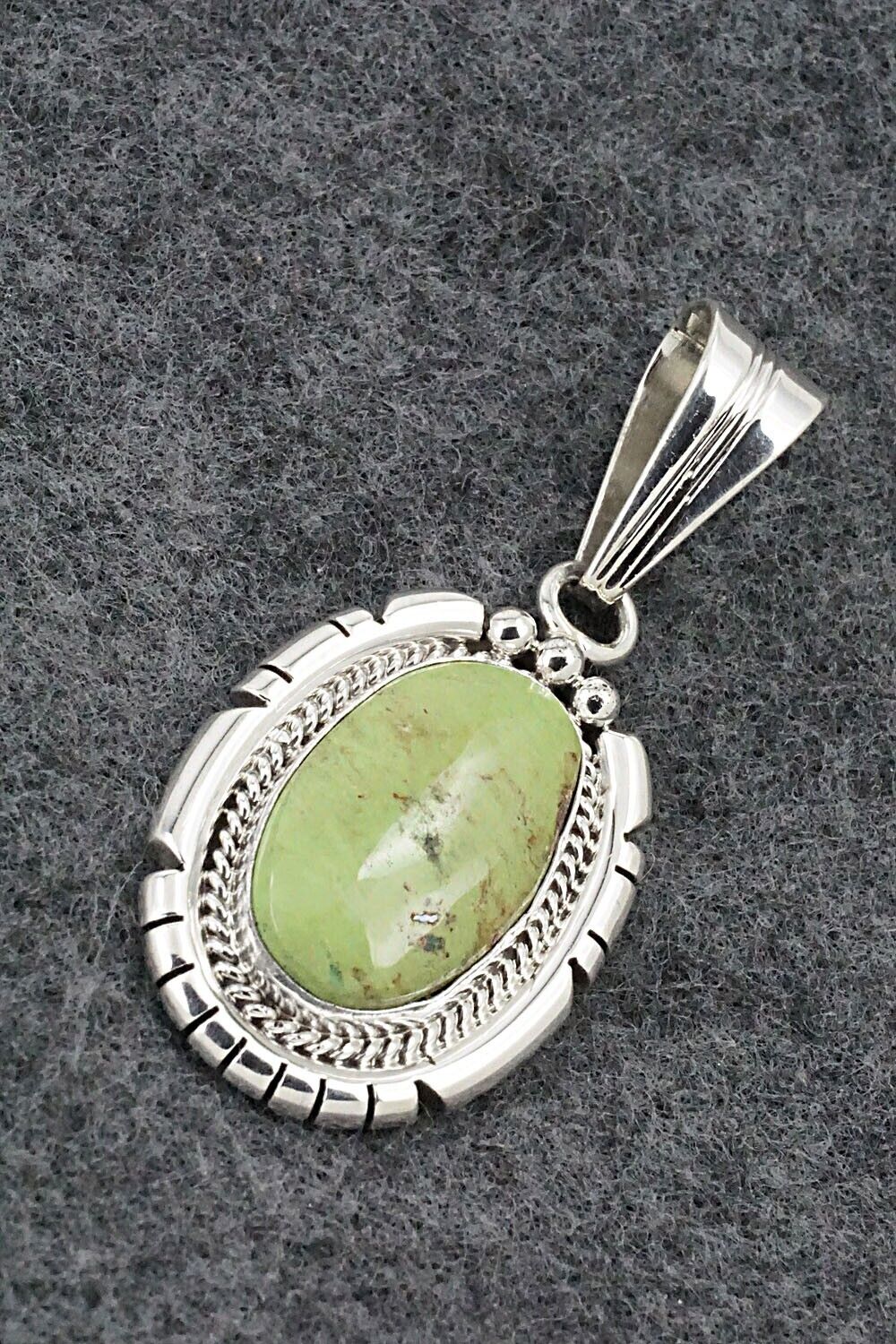 Gaspeite & Sterling Silver Pendant - Samuel Yellowhair