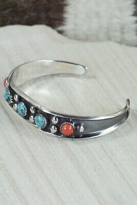 Turquoise, Coral & Sterling Silver Bracelet - Paul Largo