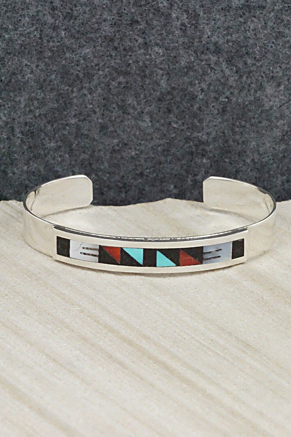 Multi Stone & Sterling Silver Inlay Bracelet - Leander Othole