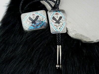 Zuni Sterling Silver Bolo Tie & Sterling Silver Buckle - Samuel Guardian - High Lonesome Trading