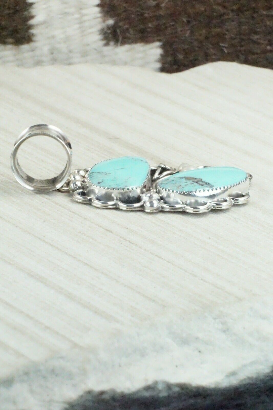 Turquoise and Sterling Silver Pendant - Shirley Largo