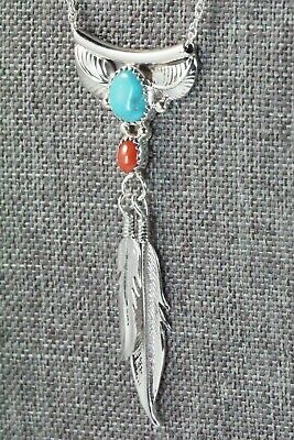 Turquoise, Coral & Sterling Silver Necklace - Sharon McCarthy - High Lonesome Trading