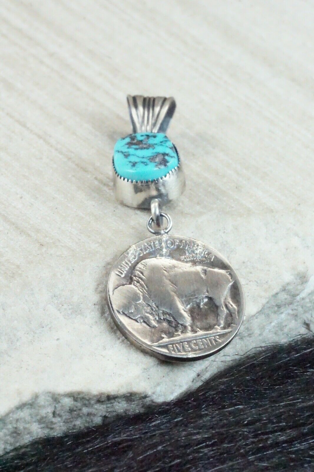 Turquoise & Sterling Silver Pendant - Jerome Lee - High Lonesome Trading