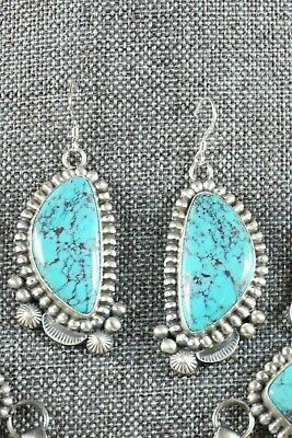 Navajo Turquoise & Sterling Silver Necklace and Earrings Set - Tom Lewis - High Lonesome Trading