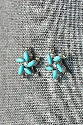 Zuni Turquoise & Sterling Silver Earrings - Larry Delena - High Lonesome Trading