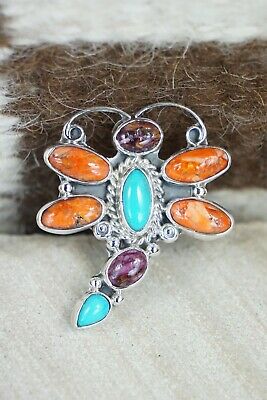Spiny Oyster & Sterling Silver Dragonfly Ring - Bobby Platero - Size 6